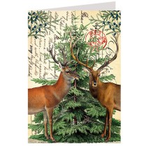 Deer Tree Collage Christmas Card ~ England